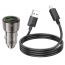 Автомобильное зарядное устройство АЗУ USB + USB-C + кабель MicroUSB HOCO Z52 Spacious PD38W (черный прозрачный)