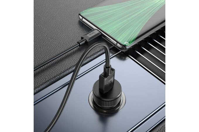 Автомобильное зарядное устройство АЗУ USB + кабель MicroUSB HOCO Z49A Level QC3.0 (черный)