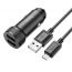 Автомобильное зарядное устройство АЗУ 2USB + кабель MicroUSB HOCO Z49 (черный)