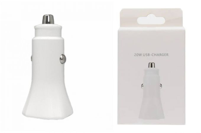 Автомобильное зарядное устройство АЗУ USB 20W (copy orig) (Белый)