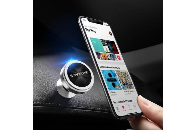 Держатель автомобильный для телефона BOROFONE BH5 Platinum metal magnetic магнитный в решетку воздуховода серебро