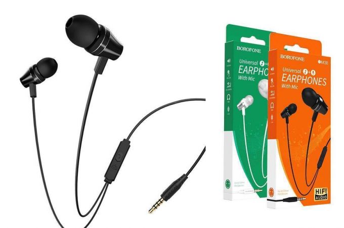 Наушники вакуумные проводные BOROFONE BM38 Bright sound Universal earphones (черный)