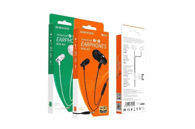 Наушники вакуумные проводные BOROFONE BM38 Bright sound Universal earphones (черный)