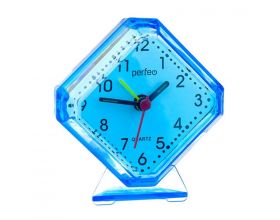 Часы-будильник Perfeo Quartz "PF-TC-002", ромб. 7,5*8,5 см, синие