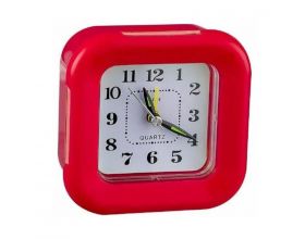 Часы-будильник Perfeo Quartz "PF-TC-003", квадратные 9,5*9,5 см, подсветка, красные