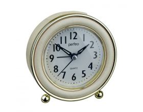 Часы-будильник Perfeo Quartz "PF-TC-016", круглые диам. 10,5 см, подсветка, хаки