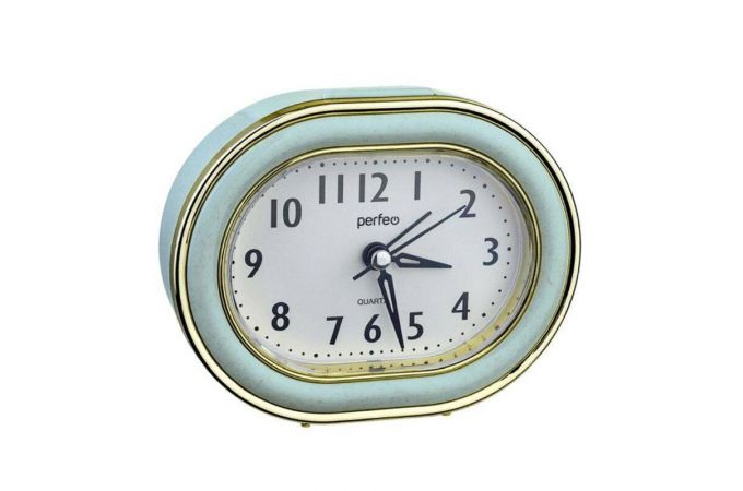 Часы-будильник Perfeo Quartz "PF-TC-017", овальные 10,5*12,5 см, подсветка, зелёные