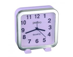 Часы-будильник Perfeo Quartz "PF-TC-018", квадратные 13*13 см, фиолетовые