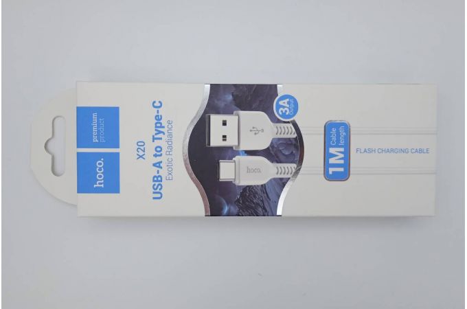 Кабель USB - USB Type-C HOCO X20, 2,4A (черный) 3м (УЦЕНКА! МЯТАЯ УПАКОВКА)