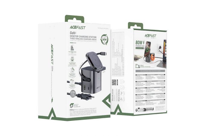Беспроводное зарядное устройство ACEFAST Z9 80W 6-in-1 multifunctional GaN desktop charging station (Металический)