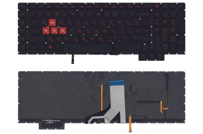 Клавиатура для ноутбука HP Omen 17-AN000 черная с красной подсветкой