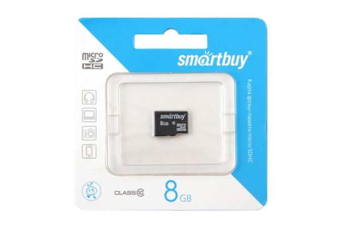 Карта памяти microSDHC Smartbuy 8 GB (class 10) без адаптера (SB8GBSDCL10-00)