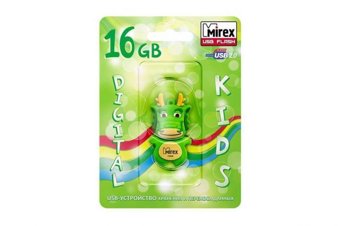 Флешка USB 2.0 Mirex DRAGON GREEN 16GB (ecopack)