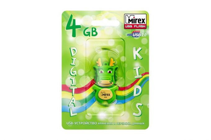 Флешка USB 2.0 Mirex DRAGON GREEN 4GB (ecopack)