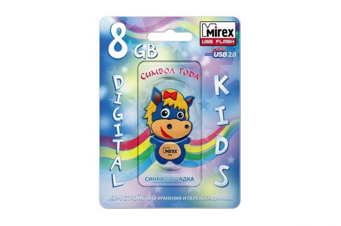 Флешка USB 2.0 Mirex HORSE BLUE 8GB (ecopack)