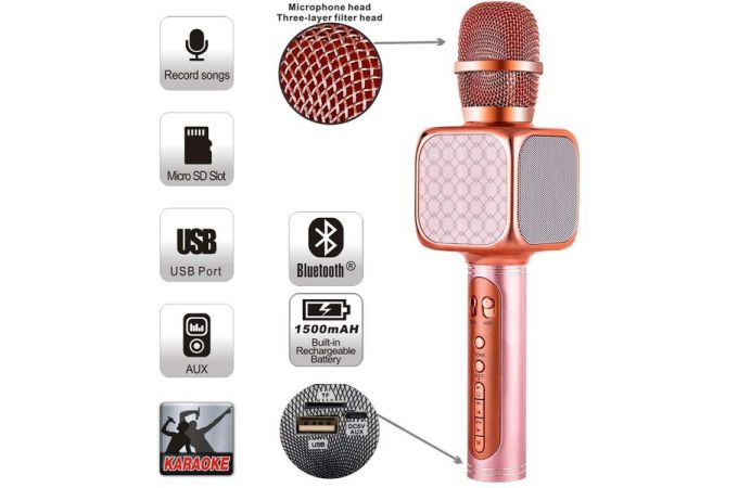 Караоке микрофон Орбита OT-ERM02 беспроводной (Bluetooth, динамики, USB)