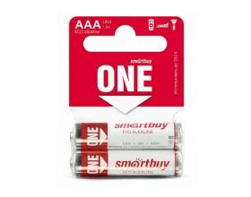 Батарейка алкалиновая Smartbuy ONE LR03/AAA 2SB лента цена за упаковку 2 шт (SOBA-3A02SB-Eco)