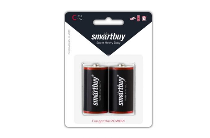 Батарейка солевая Smartbuy R14/2B цена за блистер 2 шт (SBBZ-C02B)