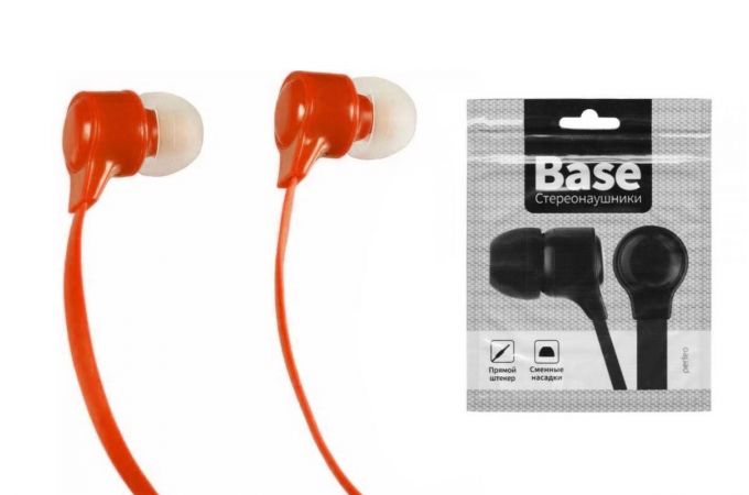 Наушники вакуумные проводные Perfeo BASE (красный) new