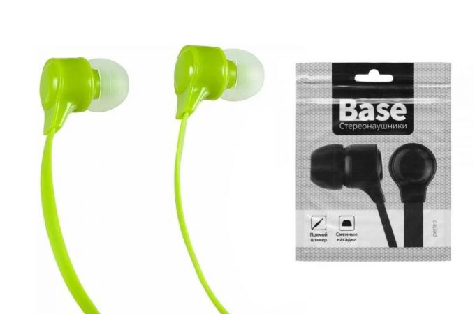 Наушники вакуумные проводные Perfeo BASE (лайм)