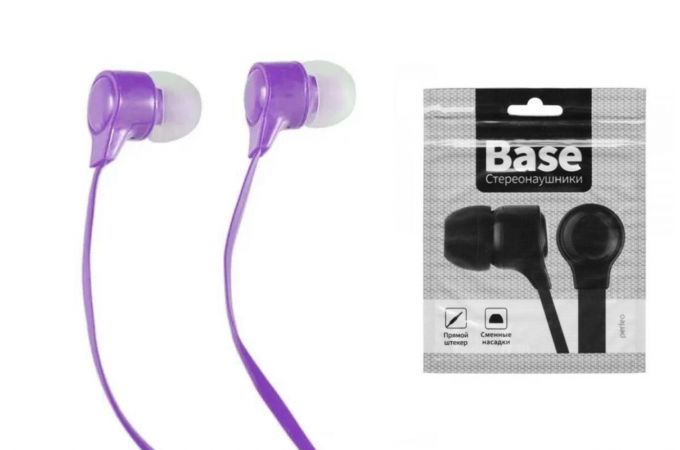 Наушники вакуумные проводные Perfeo BASE (фиолетовый) new