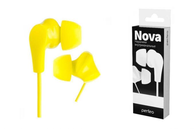 Наушники вакуумные проводные Perfeo NOVA (желтый)