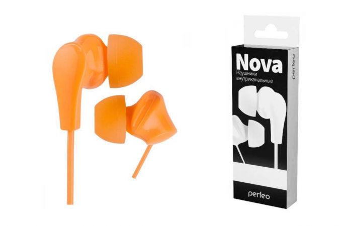 Наушники вакуумные проводные Perfeo NOVA (оранжевый)