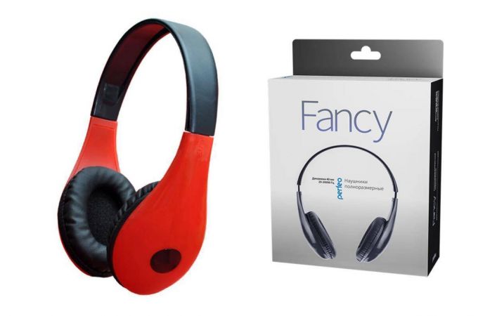 Наушники вакуумные проводные мониторные Perfeo FANCY (черно-красный) (У)