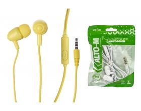 Наушники вакуумные проводные Perfeo ALTO-M c микрофоном (желтый)