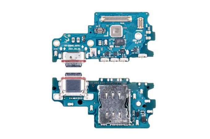 Шлейф для Samsung G990B Galaxy S21 FE с разъемом зарядки + коннектор Sim (плата) org