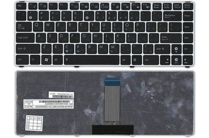 Клавиатура для ноутбука Asus UL20 черная с серой рамкой
