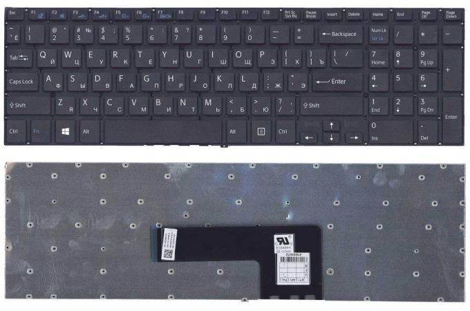 Клавиатура для ноутбука Sony Vaio SVF15 черная без рамки