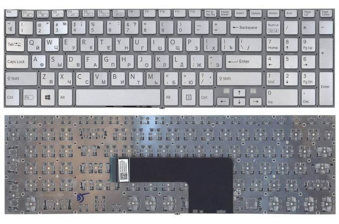 Клавиатура для ноутбука Sony Vaio SVF15 серая без рамки
