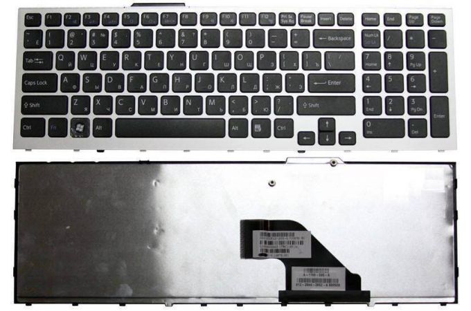Клавиатура для ноутбука Sony Vaio VPC-F11 черная с серой рамкой