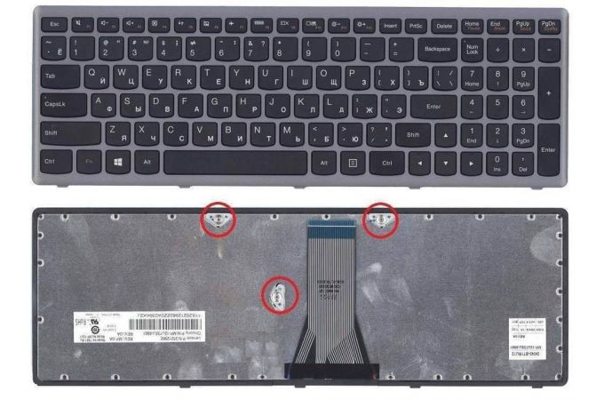 Клавиатура для ноутбука Lenovo IdeaPad G505 с серой рамкой