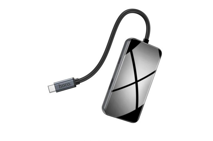 Разветвитель USB HUB Type-C (M) --> HDMI (F) + USB3.0 (F) + Type-C PD + RJ45 (F) HOCO HB16