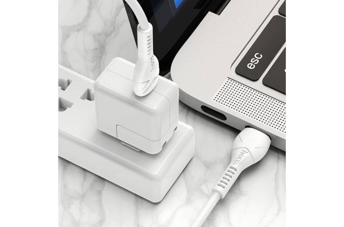 Кабель USB Type-C - Lightning HOCO X55, 3A PD20W (белый) 1м (с усилением сгиба)