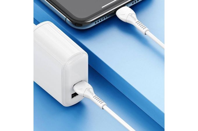Кабель USB Type-C - Lightning HOCO X55, 3A PD20W (белый) 1м (с усилением сгиба)
