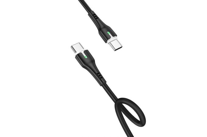 Кабель USB Type-C - USB Type-C HOCO X45, 3A PD60W (черный) 1м (LED индикатор)