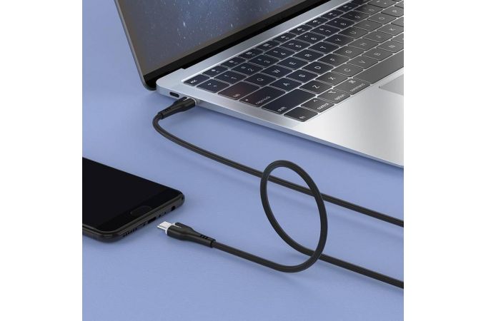 Кабель USB Type-C - USB Type-C HOCO X45, 3A PD60W (черный) 1м (LED индикатор)