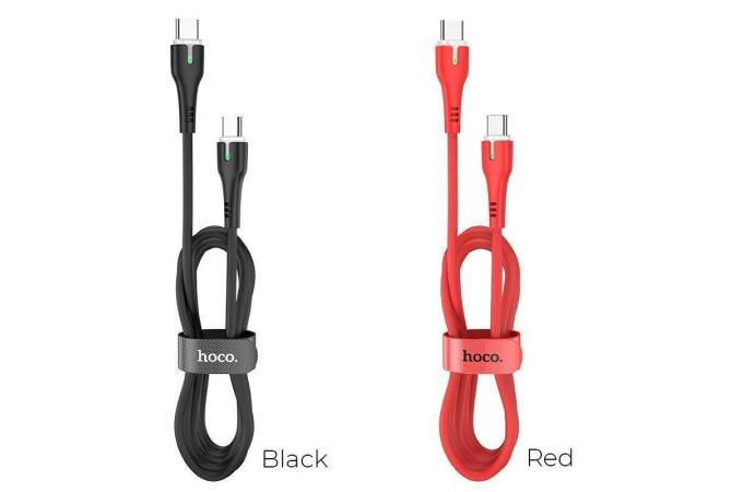 Кабель USB Type-C - USB Type-C HOCO X45, 3A PD60W (черный) 1м (LED индикатор)