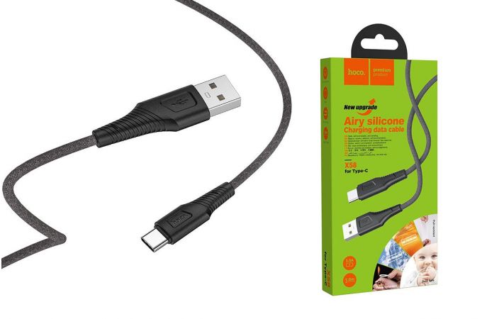 Кабель USB - USB Type-C HOCO X58, 3A (черный) 1м (силиконовый)