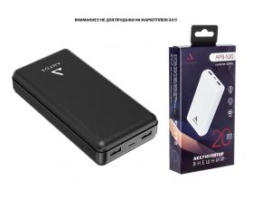 Универсальный дополнительный аккумулятор Power Bank AMFOX APB-520, 20000 mAh, Li-Pol, 2,4A вх/вых, USBx2, Type-C, черное