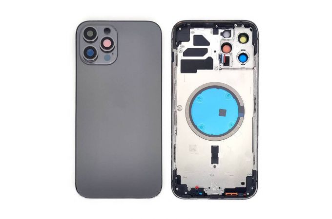 Корпус для iPhone 12 Pro (графитовый/ серый/ черный) CE (литое стекло + магнит) org