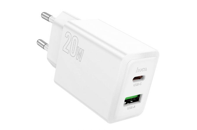 Сетевое зарядное устройство USB + USB-C HOCO N69 Nuevo PD20W+QC3.0 (белый)
