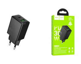 Сетевое зарядное устройство USB + USB-C HOCO N71 Nuevo PD30W+QC3.0 (черный)