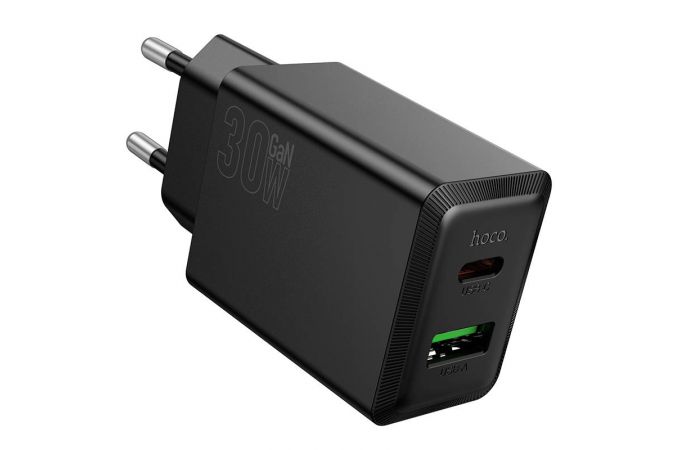 Сетевое зарядное устройство USB + USB-C HOCO N71 Nuevo PD30W+QC3.0 (черный)