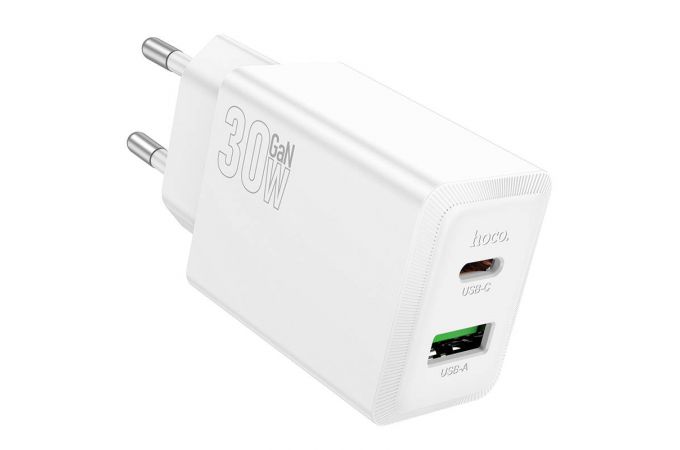 Сетевое зарядное устройство USB + USB-C HOCO N71 Nuevo PD30W+QC3.0 (белый)