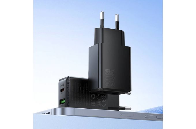 Сетевое зарядное устройство USB + USB-C HOCO N71 Nuevo PD30W+QC3.0 (белый)