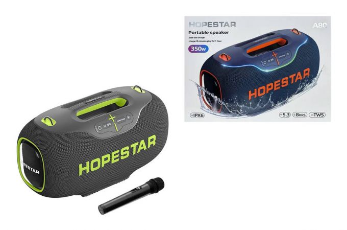 Портативная беспроводная колонка HOPESTAR A80 (серый) 350W